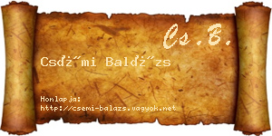 Csémi Balázs névjegykártya